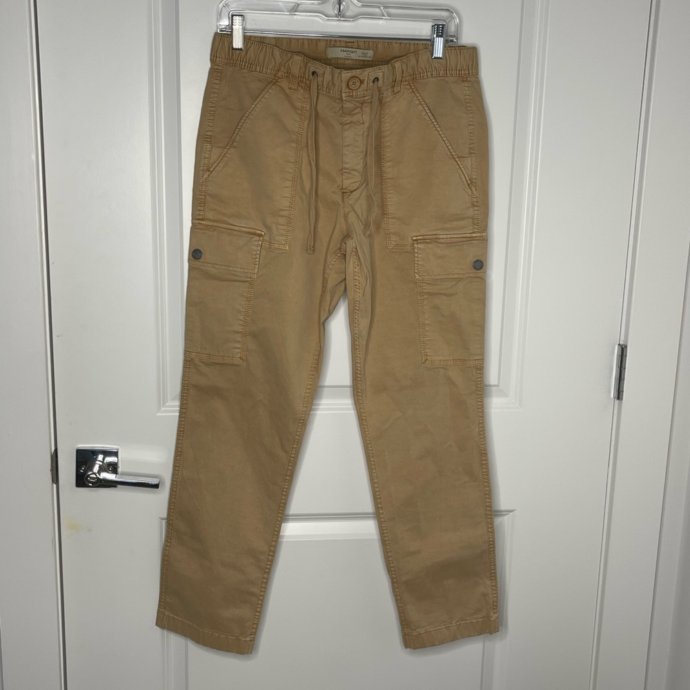 Mango Tan Cargo Khaki Capri Pants